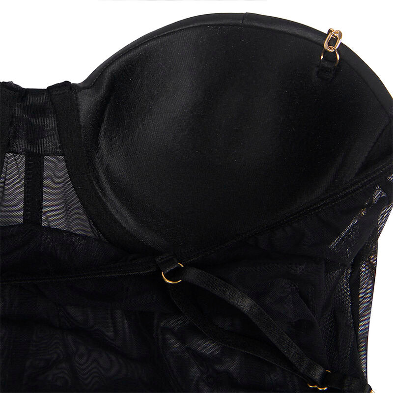 Black Chain Suspenders Bodysuit