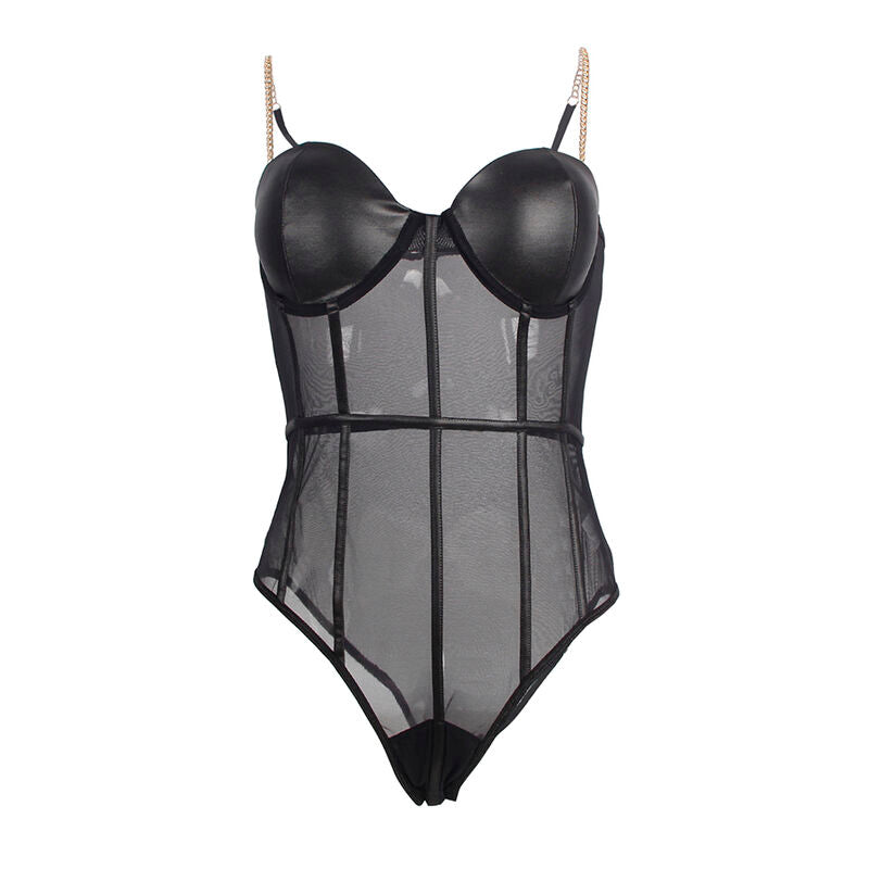 Black Chain Suspenders Bodysuit