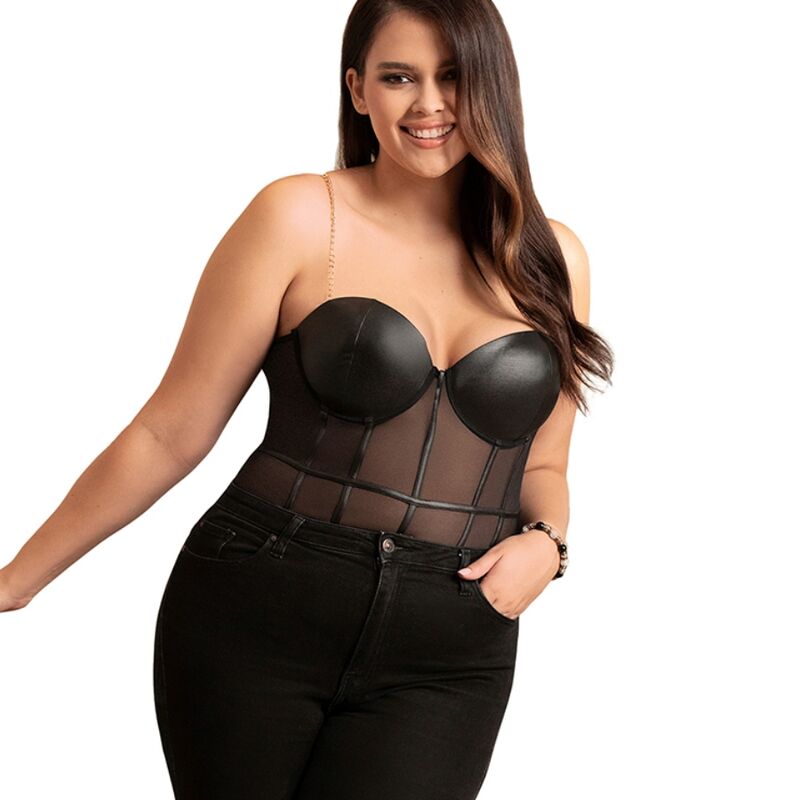 Black Chain Suspenders Bodysuit