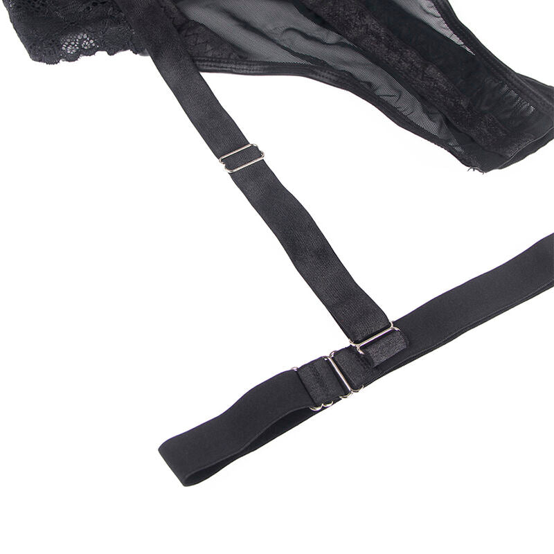 Black Teddy Lingerie with Garter Straps