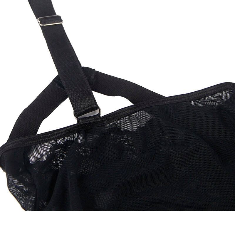 Black Teddy Lingerie with Garter Straps