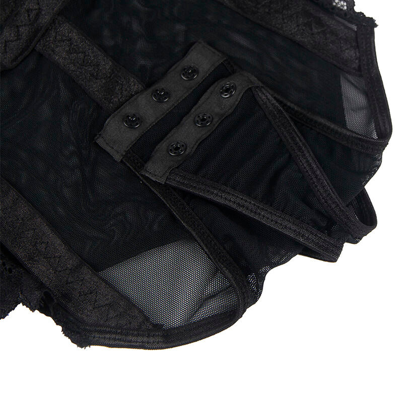 Black Teddy Lingerie with Garter Straps