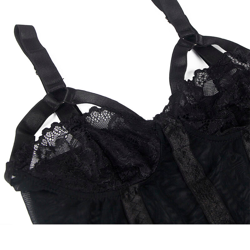 Black Teddy Lingerie with Garter Straps