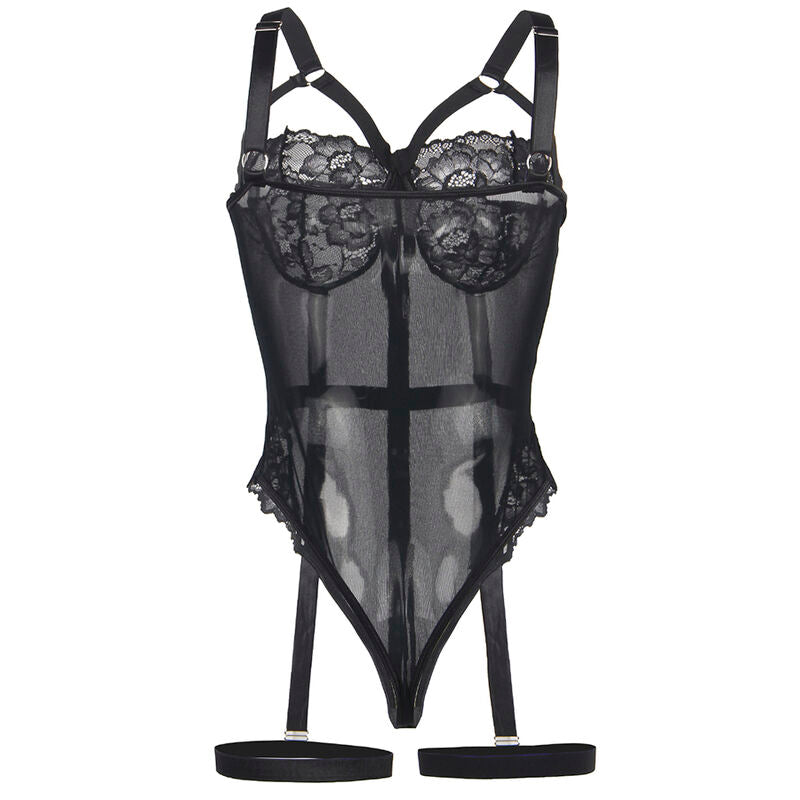 Black Teddy Lingerie with Garter Straps