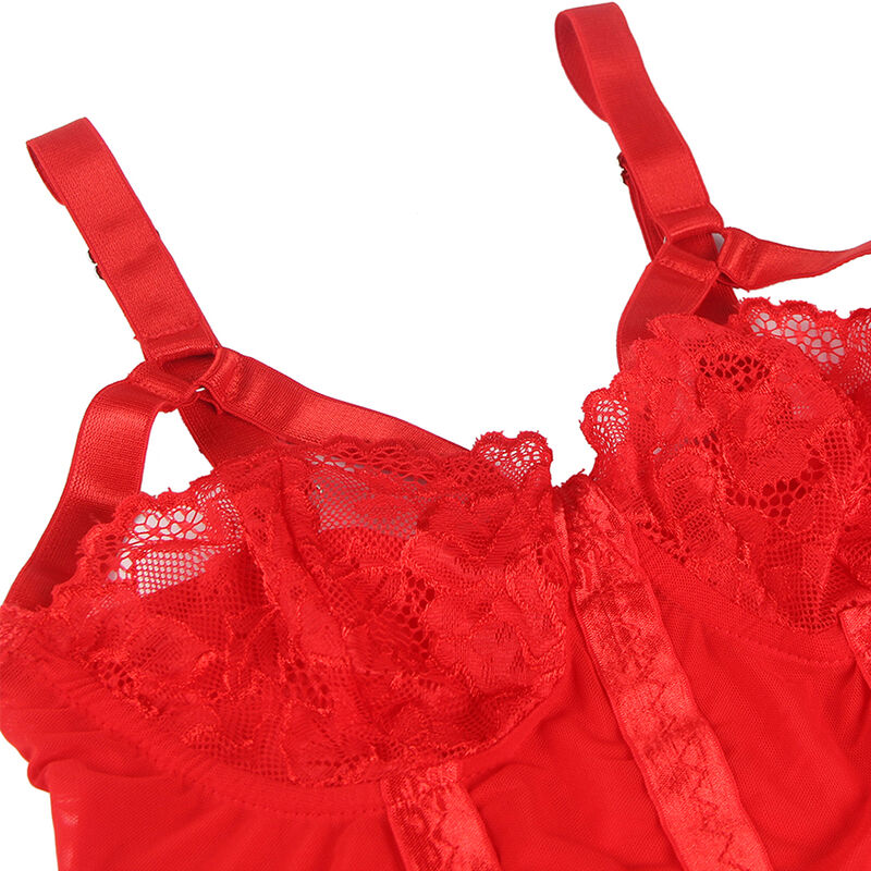 Seductive Red Teddy with Garter Straps L/XL