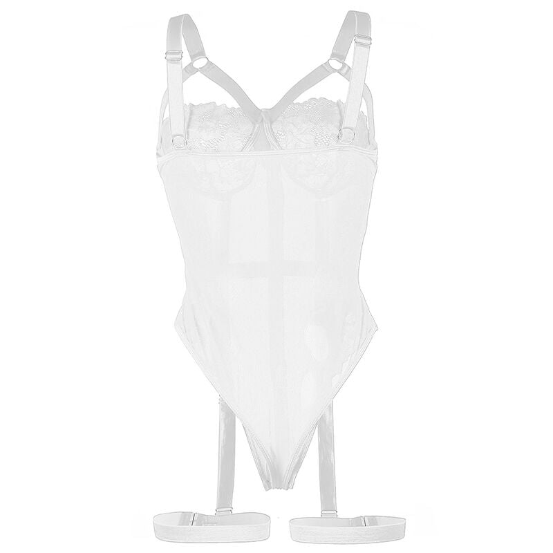 White Teddy Lingerie with Garter Straps