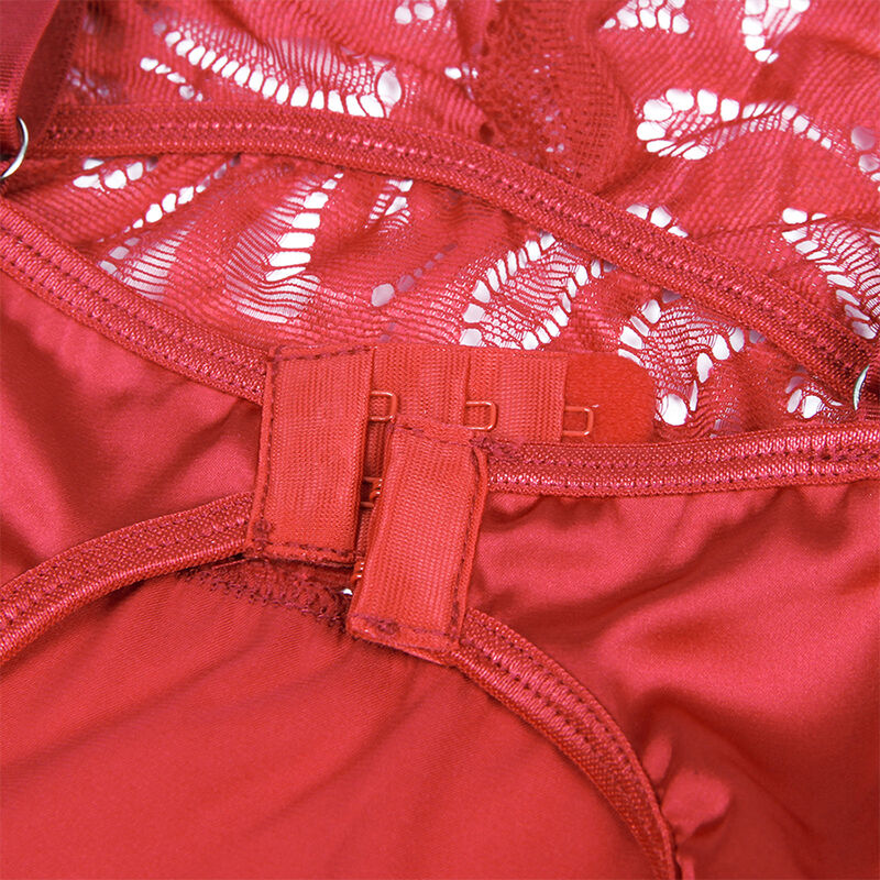 Red Satin Babydoll with Lace S/M