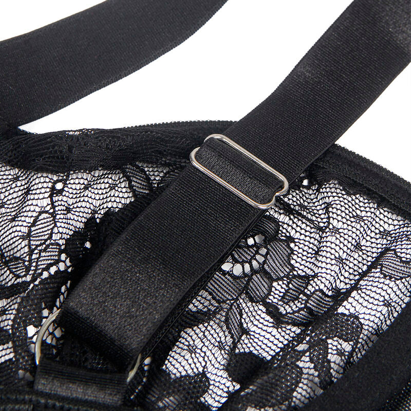 Black Lace Teddy With Garters S/M