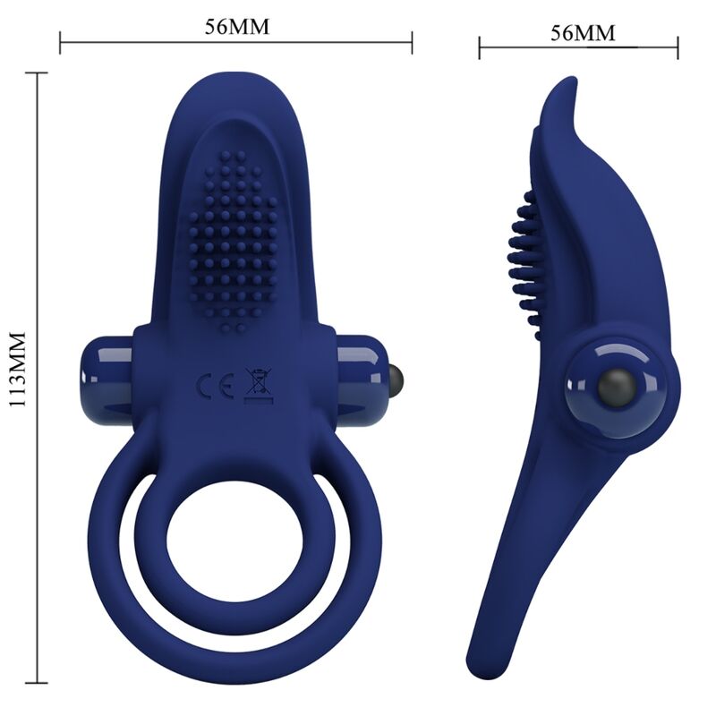 Bronson Vibrating Double Ring - Blue