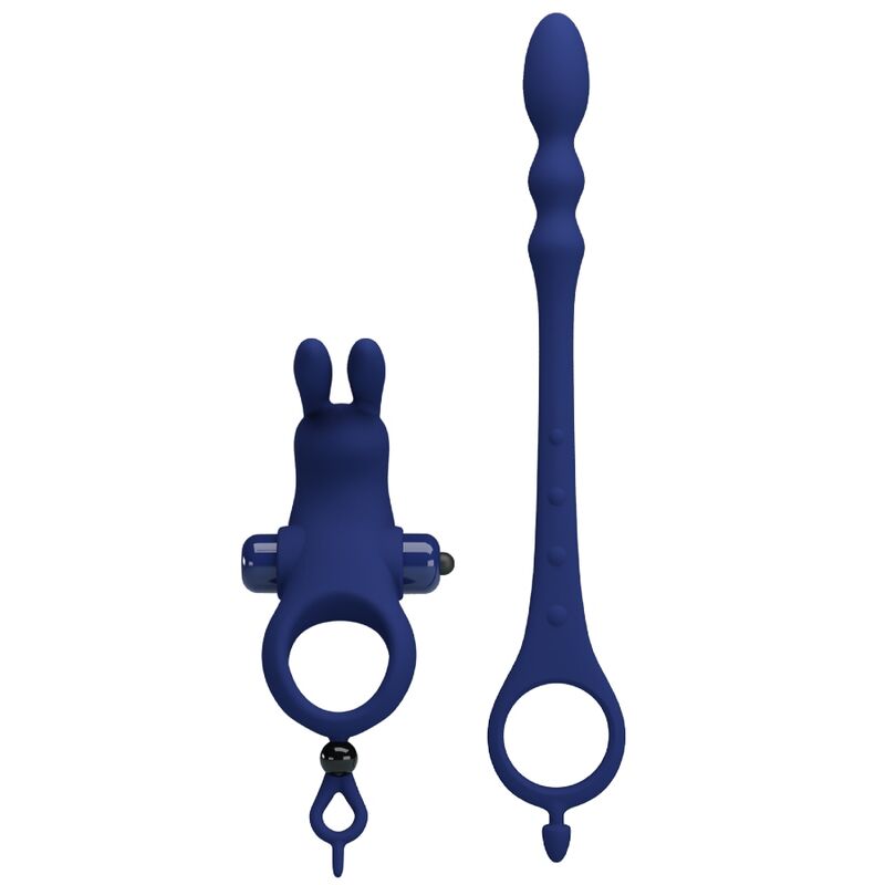 Anillo Vibrador Rabbit Ayad con Plug - Azul