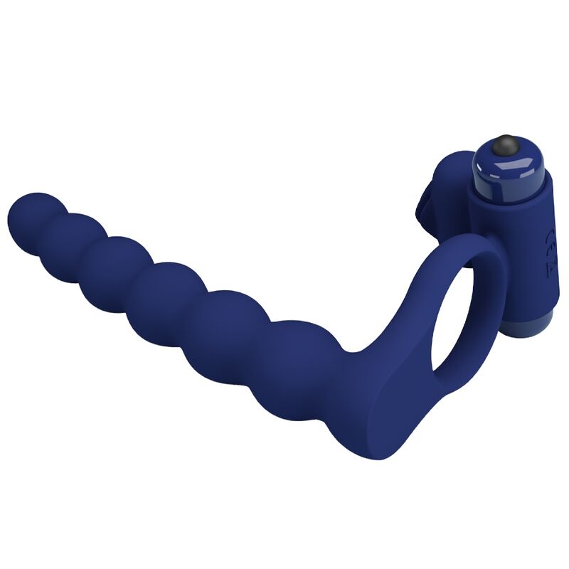 Ajmal Vibrating Ring With Anal Plug (Blue)