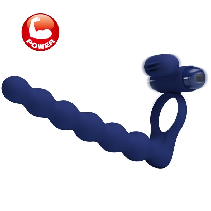 Ajmal Vibrating Ring With Anal Plug (Blue)