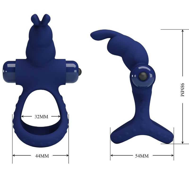 Luchito Blue Double Vibrating Rabbit Ring