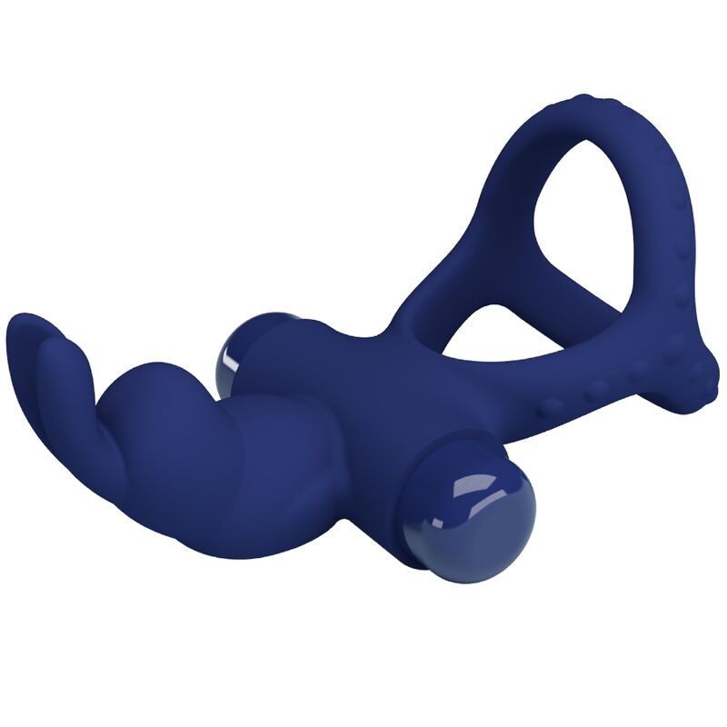 Luchito Blue Double Vibrating Rabbit Ring