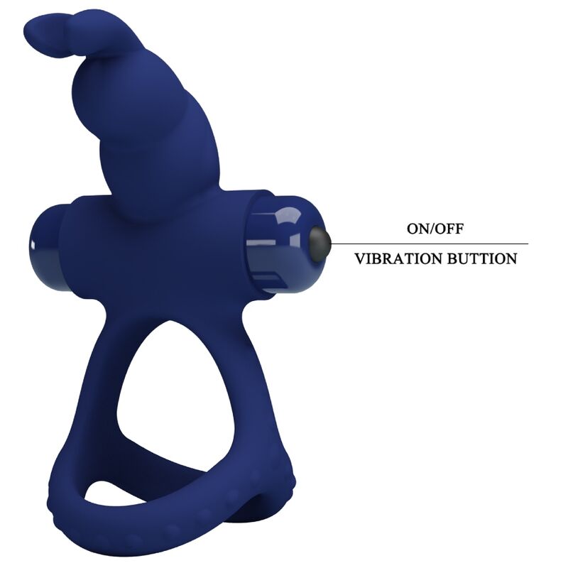 Luchito Blue Double Vibrating Rabbit Ring