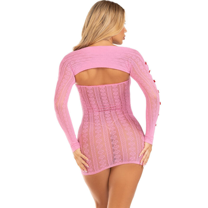 Vestido de Lencería con Corazón Rosa y Lazos