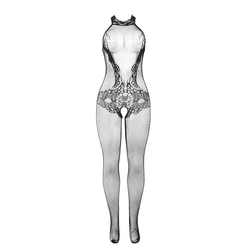 Black Fishnet & Lace Crotchless Bodystocking