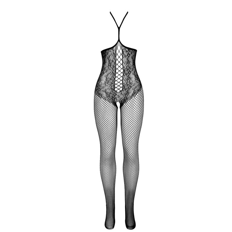 Open Cup Fishnet Bodystocking - Black