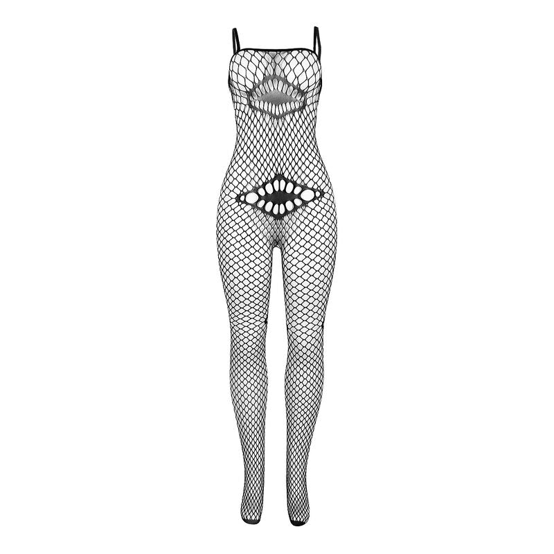 Black Fishnet Bodystocking with Chest Detail