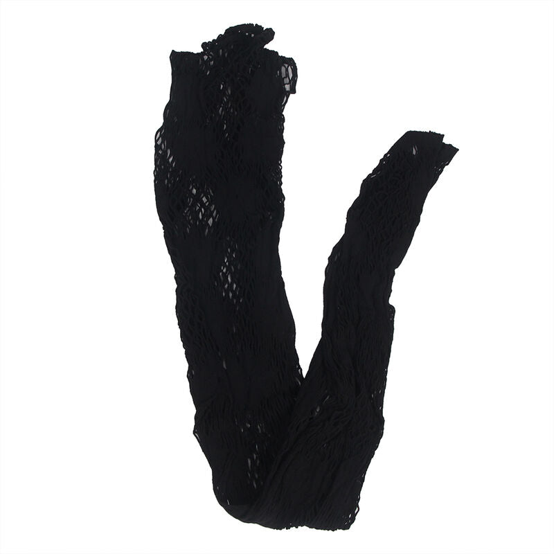 Floral Fishnet Bodystocking Dress - Black