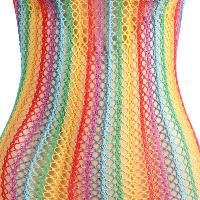 Rainbow Fishnet Lingerie Dress