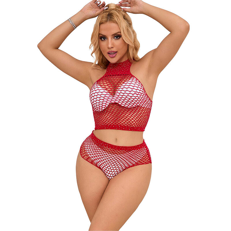 Sexy Fishnet Set with Pink Diamonds