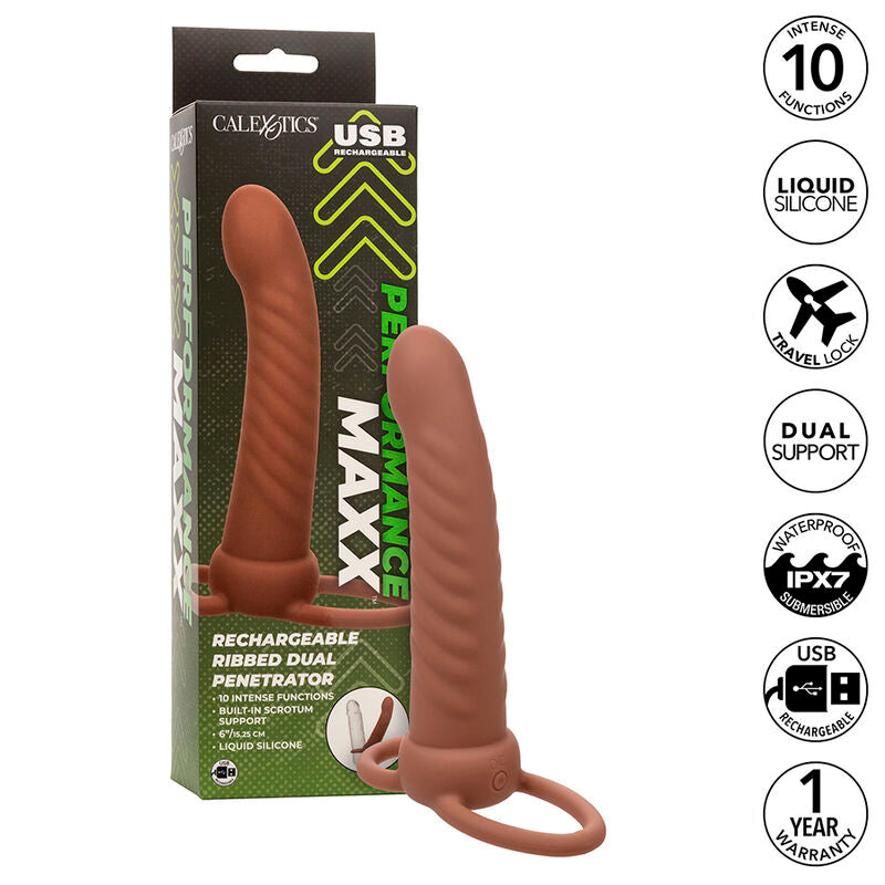 Maxx Ribbed Dual Penetrator with 10 Vibrations