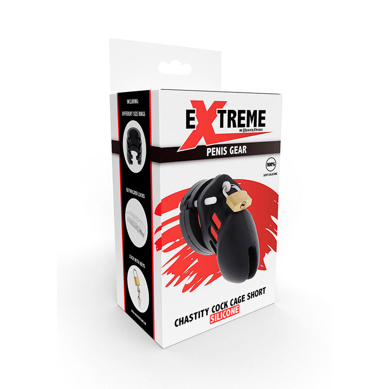 Extreme Silicone Chastity Cock Cage - Black