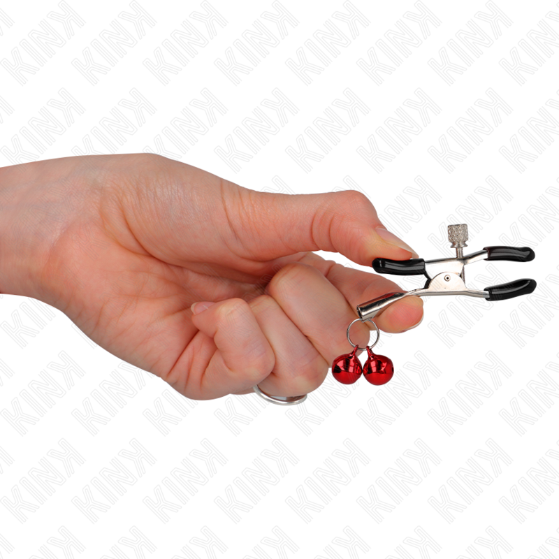 Sensual Double Bell Nipple Clamp - Red