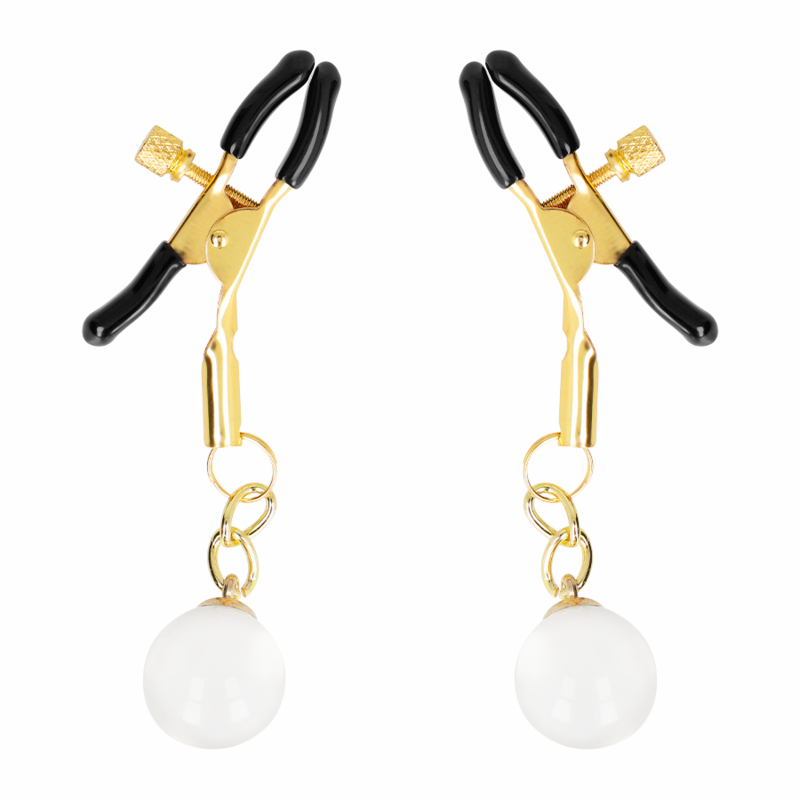 Gold Glass Bead Nipple Clamps 6cm