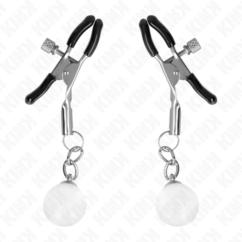 Glass Bead Nipple Clamps - Silver 6cm