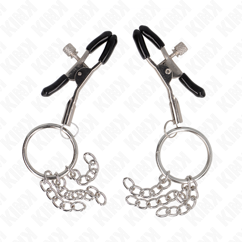 Silver O-Ring Nipple Clamps with Chain
