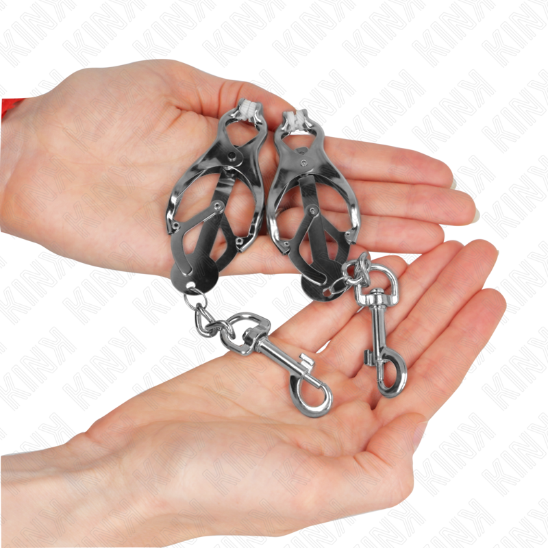 Silver Japanese Clover Nipple Clamps With Hooks