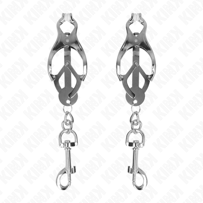 Silver Japanese Clover Nipple Clamps With Hooks