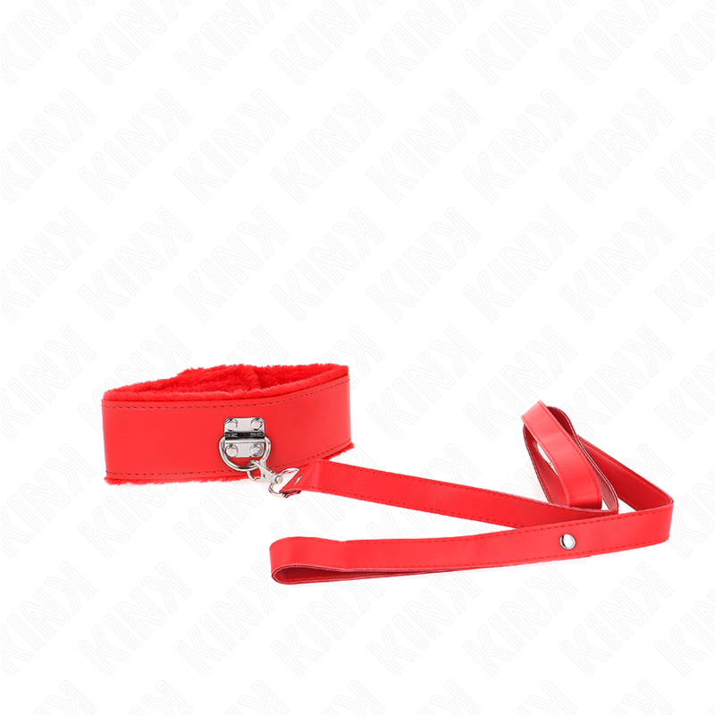 Collar de Bondage Rojo con Correa Tachonada