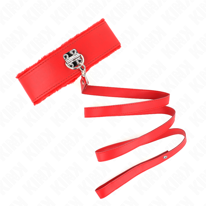 Collar de Bondage Rojo con Correa Tachonada
