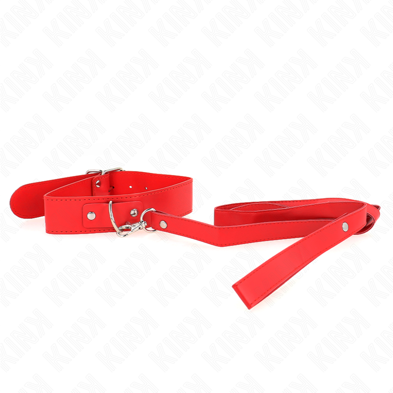 Red Adjustable Bondage Collar with Leash