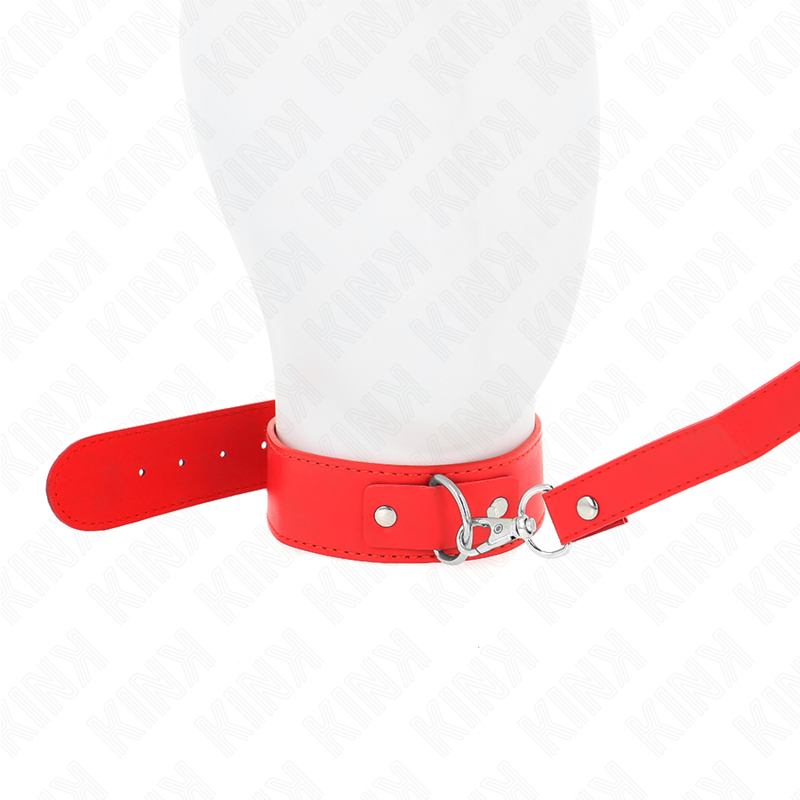 Red Adjustable Bondage Collar with Leash