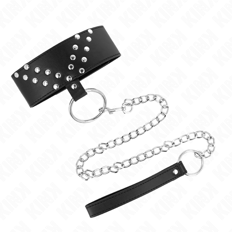 Adjustable Rivet Bondage Collar with Leash