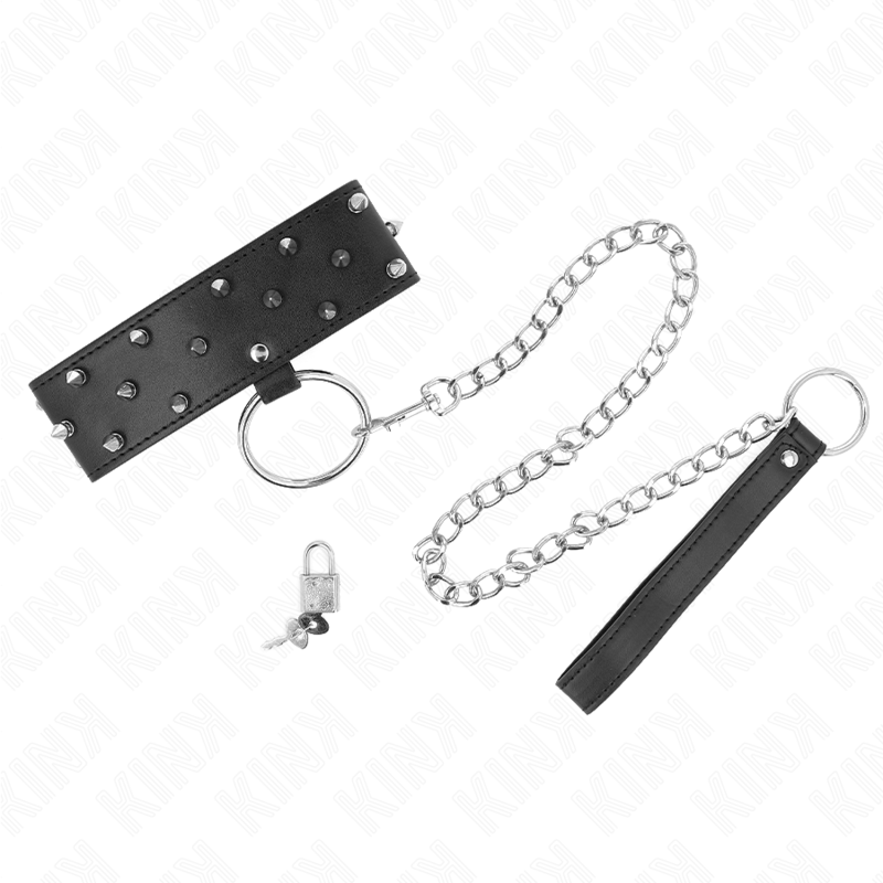 Leash Necklace with Silver Studs - Adjustable