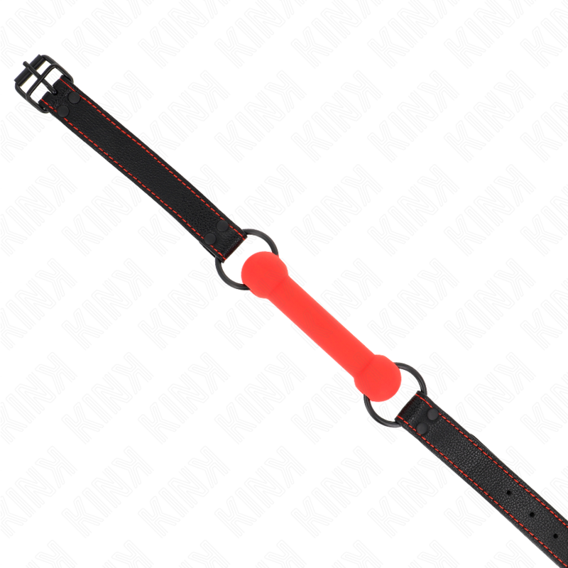 Red Adjustable Bone Gag with Leatherette Strap