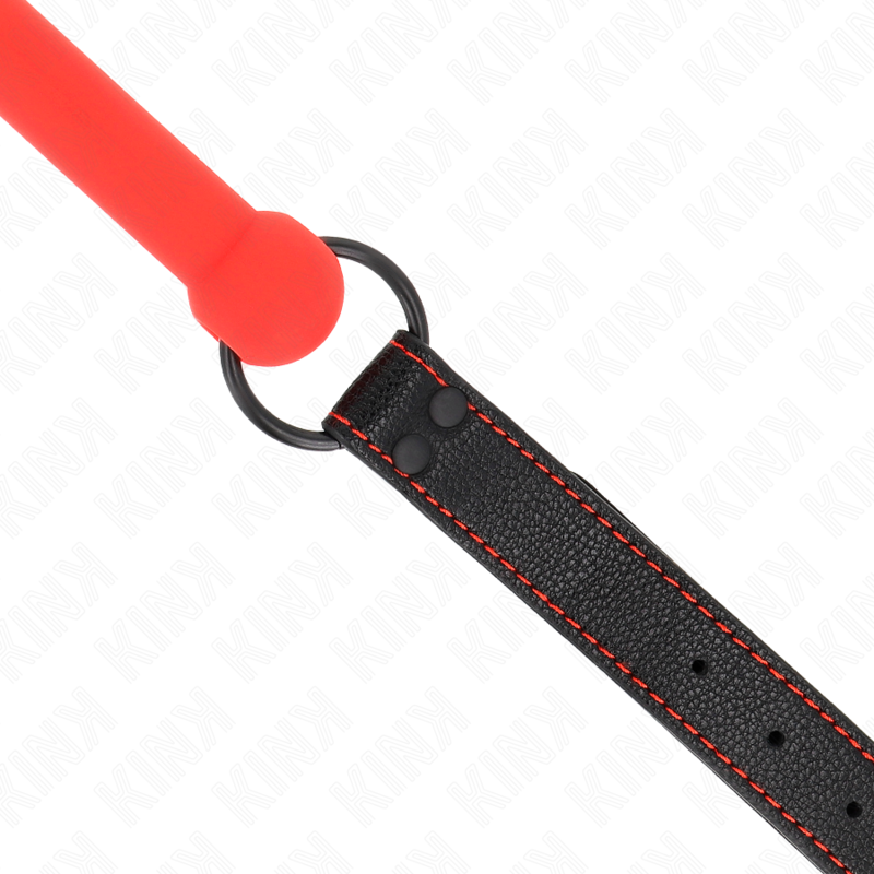 Red Adjustable Bone Gag with Leatherette Strap