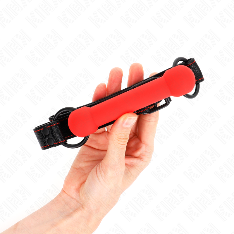 Red Adjustable Bone Gag with Leatherette Strap
