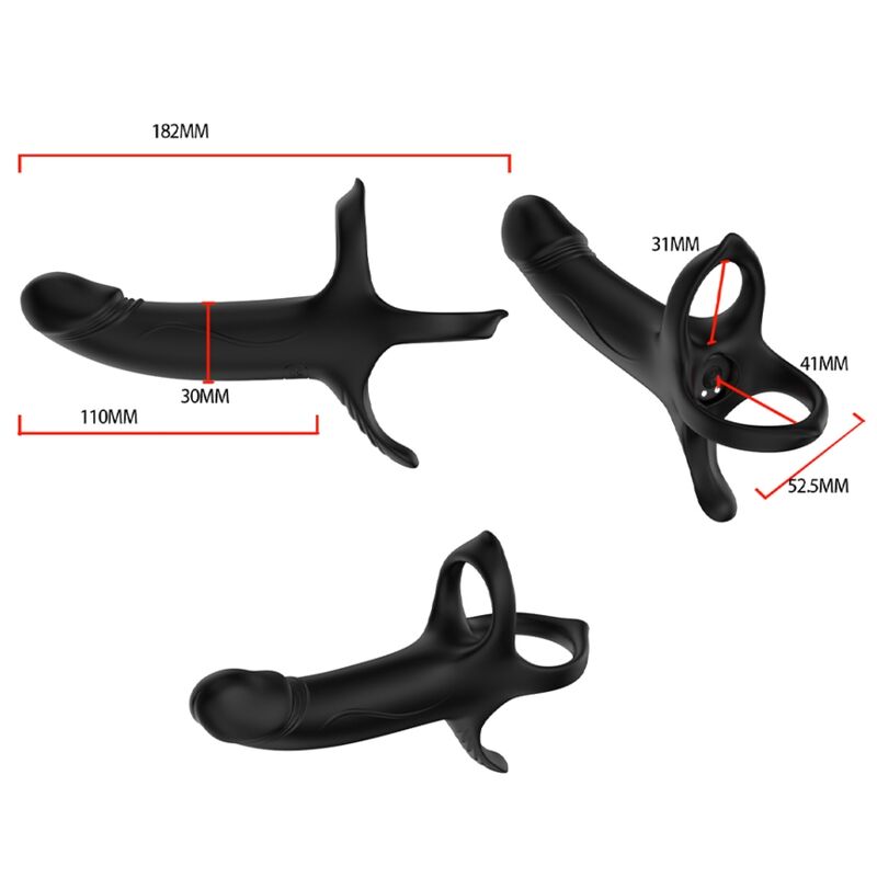 Vibrating Dildo with Pleasure Ring - Black