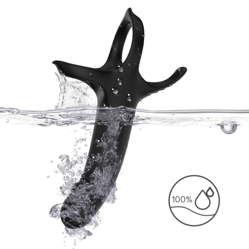 Vibrating Dildo with Pleasure Ring - Black