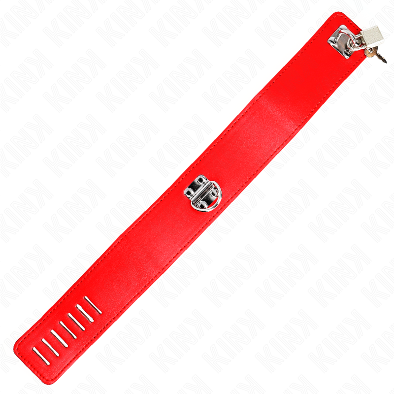 Red Adjustable Bondage Collar with Leash