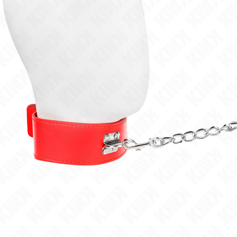 Red Adjustable Bondage Collar with Leash