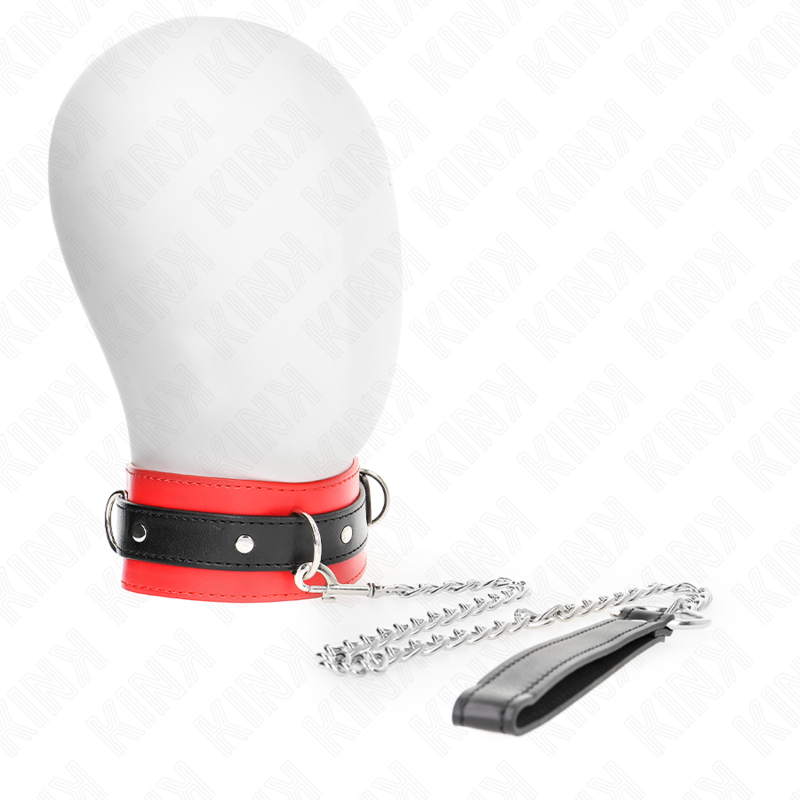 Red Bondage Collar with Leash Strap