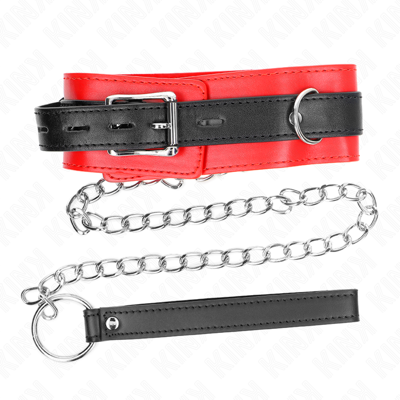 Red Bondage Collar with Leash Strap