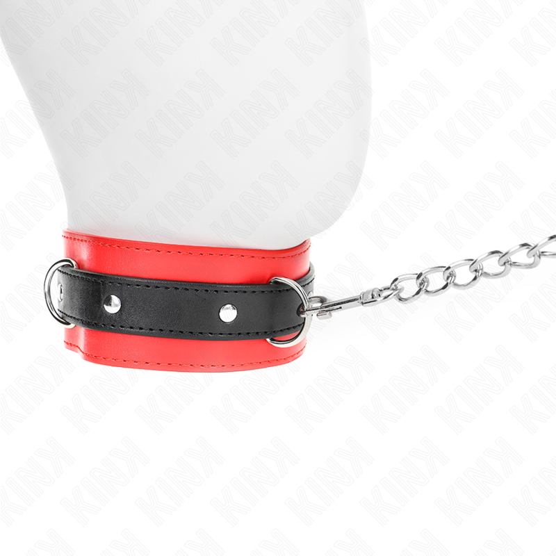 Red Bondage Collar with Leash Strap